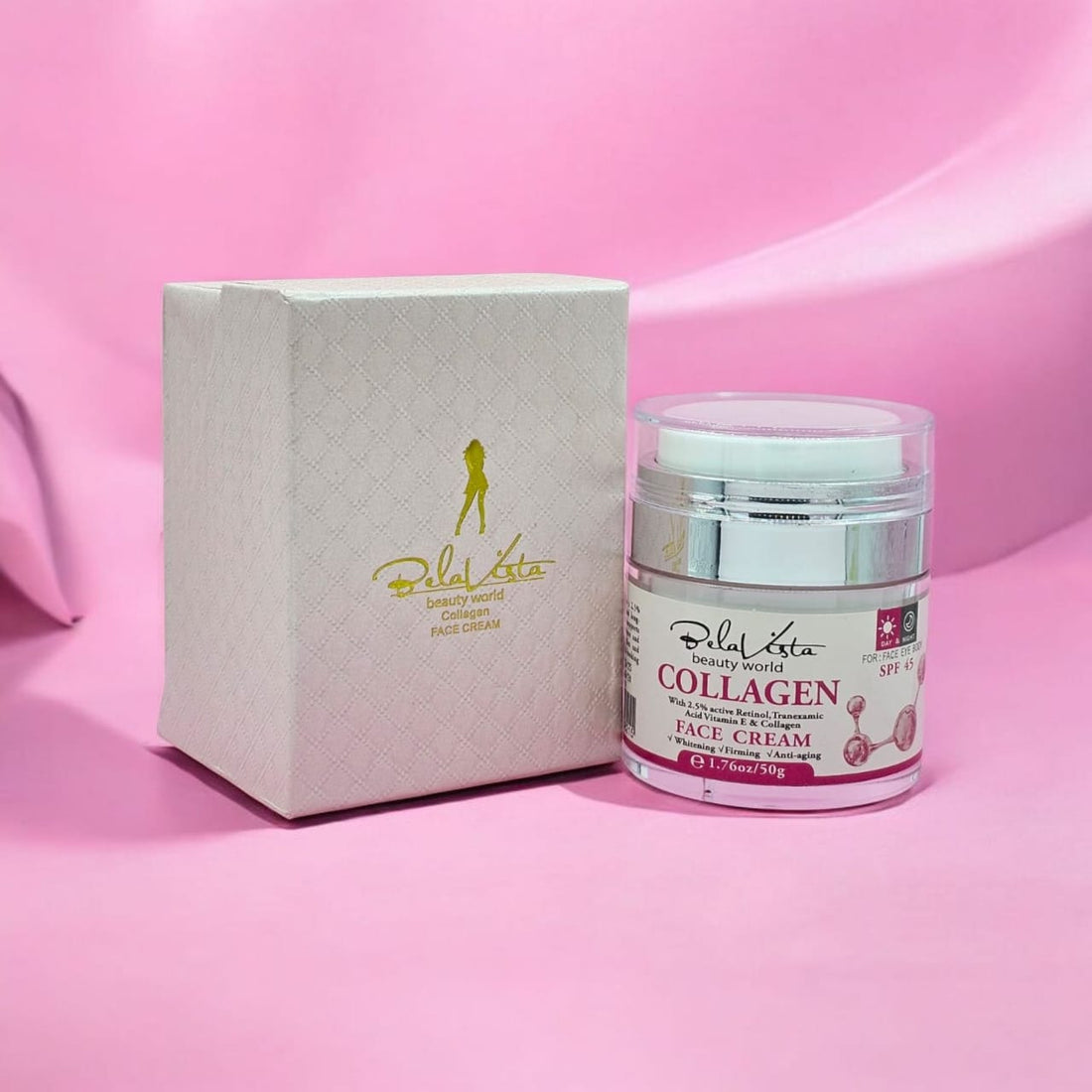Collagen face cream applied on skin to enhance elasticity