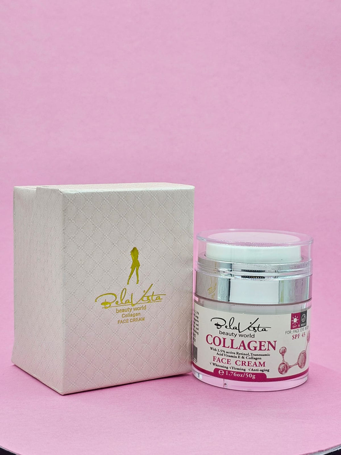 Collagen face cream applied on skin to enhance elasticity